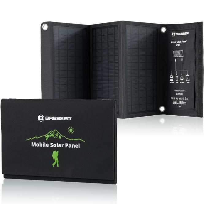 Bresser Mobiel Zonnepaneel – 21W – Voor o.a. Smartphone & Tablets – 3x USB